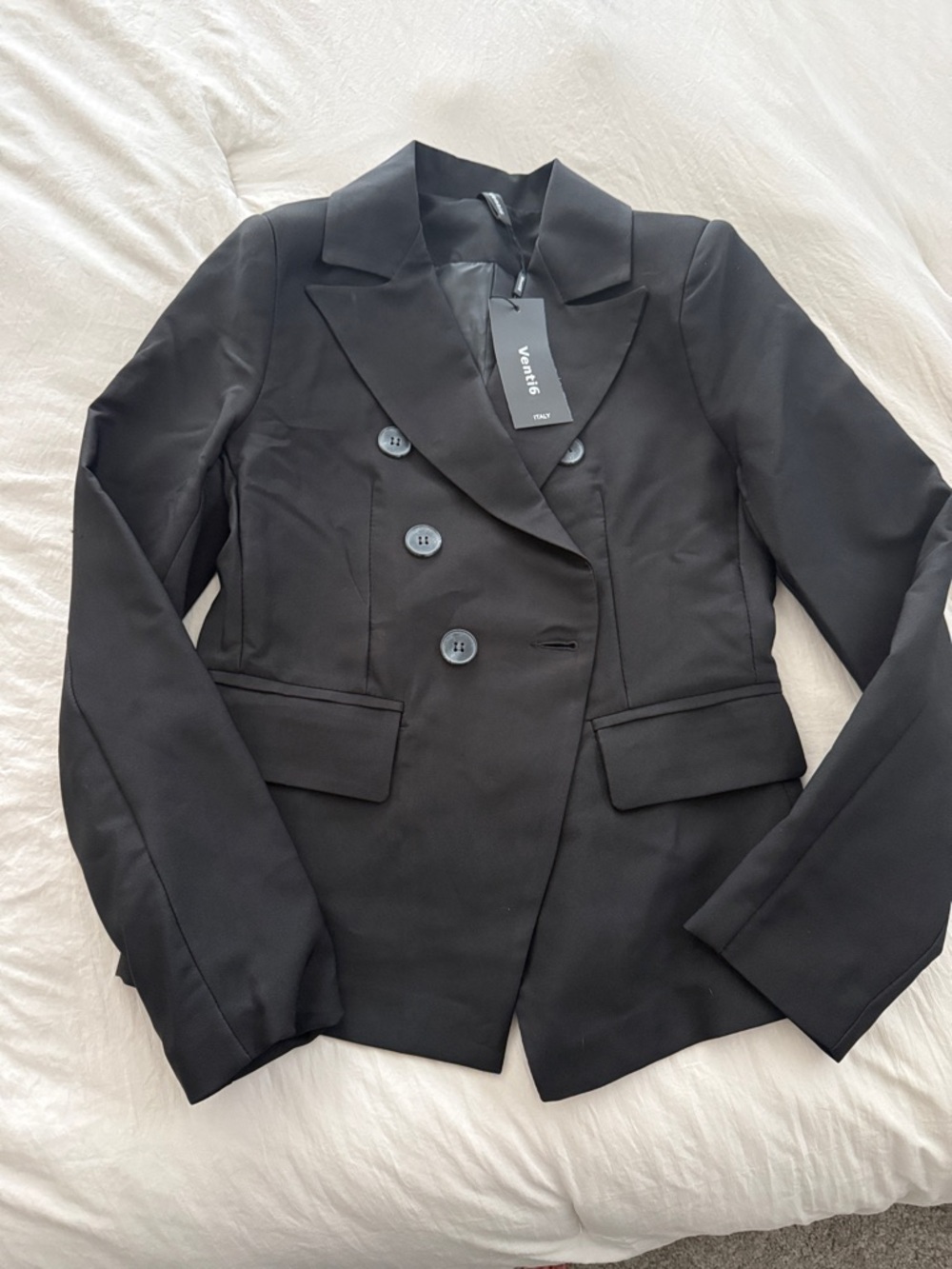 Black Double-Breasted Tailored Blazer